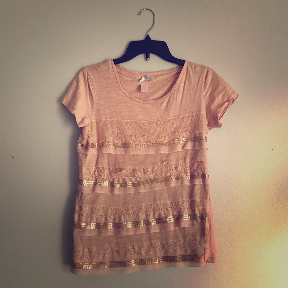 Downeast ruffle/lace t-shirt